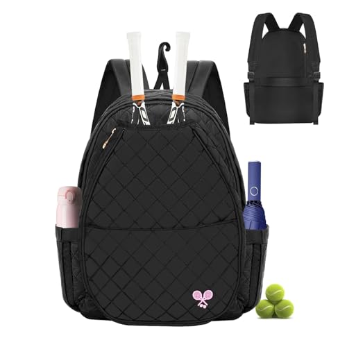 Tennis Bag for Women,Tennis Racket Bags for Women Men for Gym Bag,Waterproof Sling Tote Bag for Pickleball,Badminton Backpack,Cute Gym Bag for Women Duffle Bag,Training,Travel - color: Black