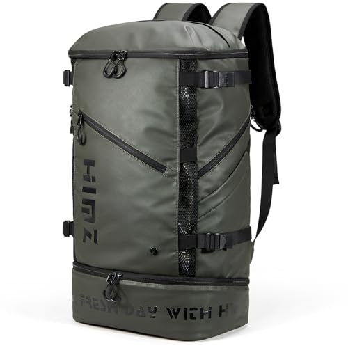 Camping Backpack with Lunch Compartment, Water Resistant Mens Backpack Insulated for Work, 17 inch Laptop Bag, Carry On Backpacks for Airplane Beach Travel, Green - color: Green