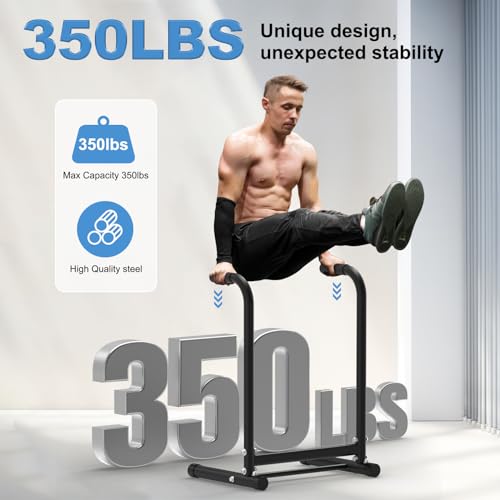 RELIFE REBUILD YOUR LIFE Dip Station Functional Heavy Duty Dip Stands Fitness Workout Dip bar Station Stabilizer Parallette Push Up Stand - color: Black-02