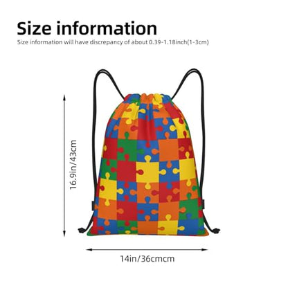 Gianlaima Colorful Autism Awareness Brain Drawstring Bags Backpack Bag Sport Gym Sack String Bag Yoga Dance Travel Bag For Men Women - color: Black28