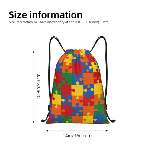 Gianlaima Colorful Autism Awareness Brain Drawstring Bags Backpack Bag Sport Gym Sack String Bag Yoga Dance Travel Bag For Men Women - color: Black28