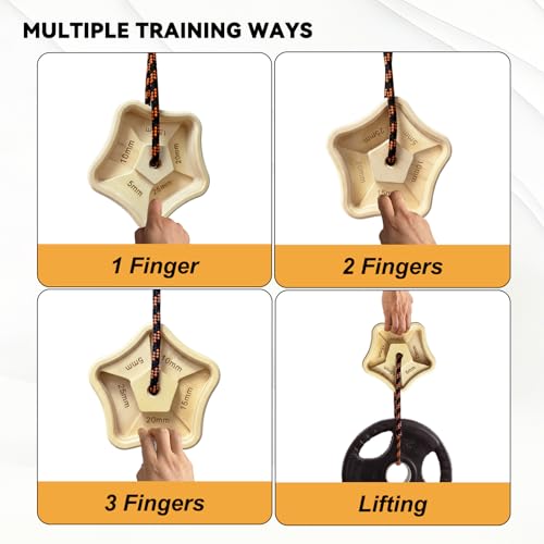 Portable Hangboard - 2 Pack Wooden Pentagram Rock Climbing Fingerboard, Lightweight with 5 Multi-depth Pockets, Finger Strength, Arm Workout, Lifting & Pull-up Training