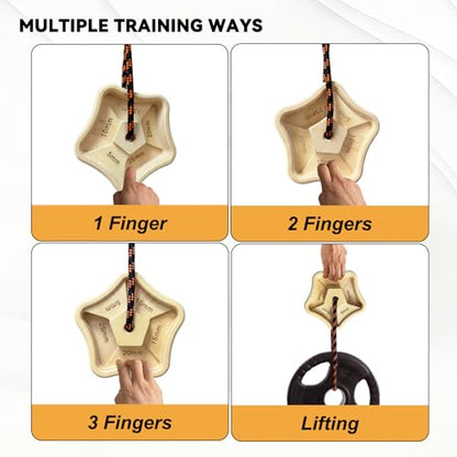 Portable Hangboard - 2 Pack Wooden Pentagram Rock Climbing Fingerboard, Lightweight with 5 Multi-depth Pockets, Finger Strength, Arm Workout, Lifting & Pull-up Training