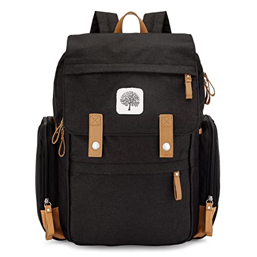 Parker Baby Co. Diaper Backpack - Large Diaper Bag with Insulated Pockets, Stroller Straps and Changing Pad -Birch Bag - Black - color: Black