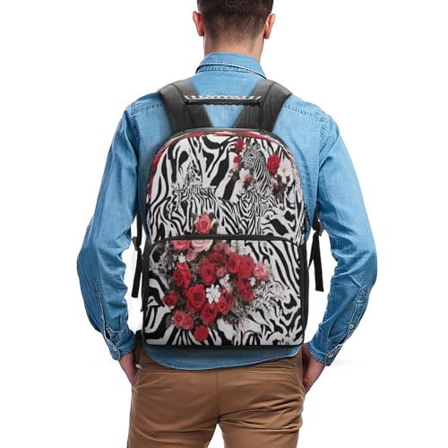 Supdreamc Rucksacks Lightweight Multipurpose Anti-Theft Cheetah Leopard Zebra Print Floral Black And White Shoulder Bag Big Capacity Laptop Book Bag Rucksack With Padded Straps - color: Pattern 421