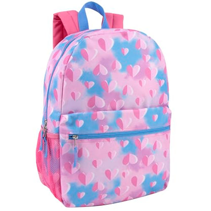 Trail maker 17 inch Backpack for Travel & Commute, Zippered Front & Mesh Side Pockets, Padded Straps - color: Loving Hearts