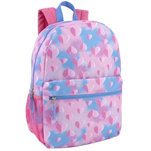 Trail maker 17 inch Backpack for Travel & Commute, Zippered Front & Mesh Side Pockets, Padded Straps - color: Loving Hearts