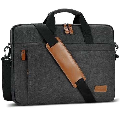 ESTARER Laptop Bag 17-17.3 Inch, Protactive Computer Bag Men, Water-resistant Canvas Laptop Case Slim Laptop Sleeve Fits Dell XPS/HP Pavilion/Ideapad/Acer/HP Omen/LG Gram, Dark Grey - color: Dark Grey-canvas, size: 17-17.3 Inch