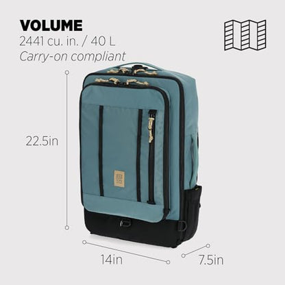 Topo Designs Global Travel Bag – 30L or 40L - Carry-On Compliant Most Airlines, Durable Travel Duffel Bag, Clam Shell Main Pocket, Laptop Sleeve, Backpack, Luggage (40L / Sea Pine) - color: Sea Pine, size: 40L