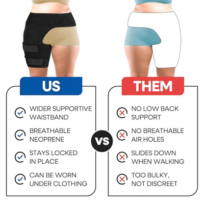 Plus Size Hip Brace Thigh Compression Sleeve | Sciatica Pain Relief Device Brace | Hamstring & Groin Compression Sleeve Wrap | Sciatic Nerve Relief | Hip Support Braces for Women & Men | LG / RIGHT - size: Large, style: Right