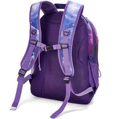 Choco Mocha Purple Backpack for Teen Girls, Travel School Backpack for Girls Middle School Large Bookbag 18 Inch, Galaxy - color: Purple-galaxy
