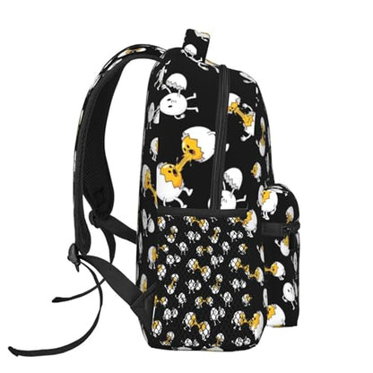 Lightweight Commuter Backpack Funny Egg Print Black, Casual Laptop Daypack with Multi Pockets for Work, Trips and Daily Commute - color: Pattern (744)