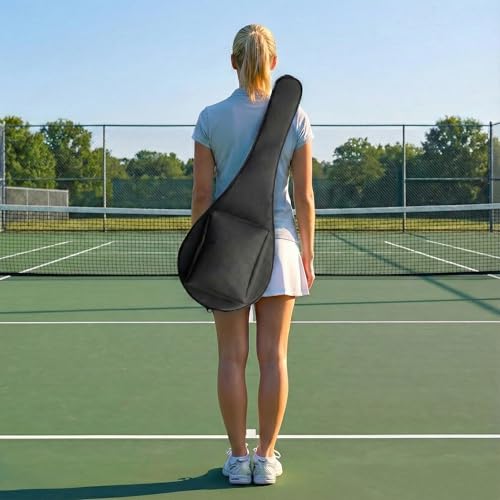 Tennis Bag Lightweight and Padded Tennis Rackets Cover with Adjustable Shoulder Strap - color: Black-Pocket, size: 31"x11.4"