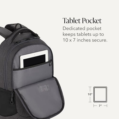 SwissGear 5505 Cecil 16” Laptop Backpack Charcoal – Daily Laptop Bag with Gear Attachment Options – Multiple Organizer Pockets & Padded Shoulder Straps - color: Charcoal