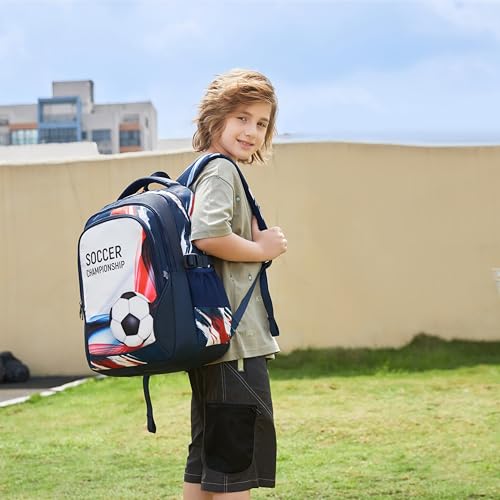 mezhsa Boys Backpack Kids Bookbag Durable Elementary Middle School Bags Soccer 18in (white) - color: White