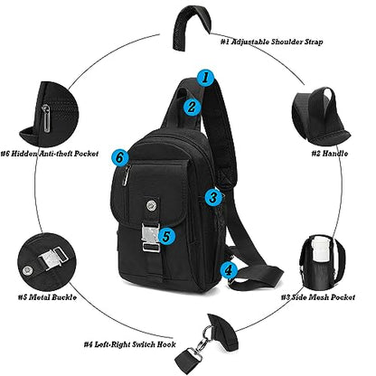 NICGID Sling Bag Chest Shoulder Backpack Crossbody Bags for Tablet Laptop Outdoor Hiking Men Women - color: Grey-016