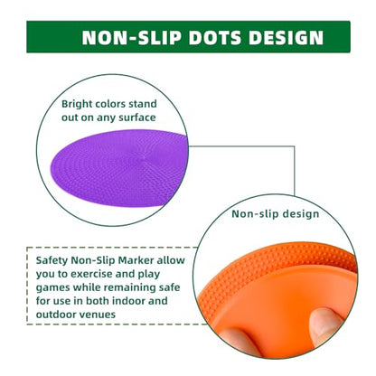 Spot Markers 4 Inch 9 Inch Non Slip Rubber Floor Markers Flat Field Cones Poly Dots for Soccer Basketball Sports Speed Agility Training and Drills - style: 9inch 18pcs