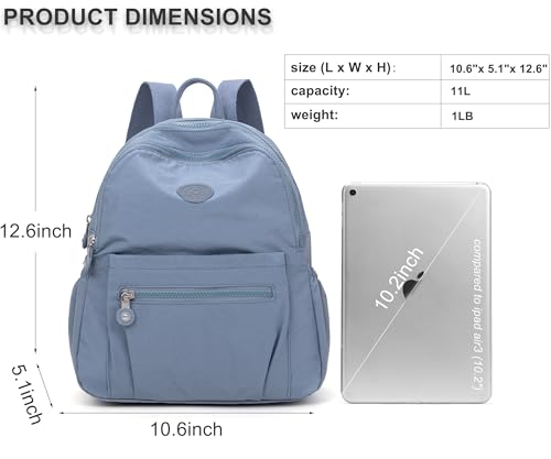 Pealwel Mini Backpack Purse for Women,Small Nylon backpacks for Ladies Backpacks Women Anti Theft Travel Bag (Light Blue) - color: Light Blue