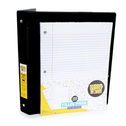 School Supply Boxes | 17" (Black or Clear) Backpack Bundle for (Elementary, Intermediate, or High School) (High School, Black) - color: Black, style: High School