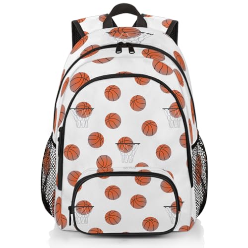 Basketball Laptop Backpack for Women Men, White Work Travel Computer Backpacks, 18.3 Inch Large Computer Nurse Teacher Bags Casual Daypack - color: Multicolor 15
