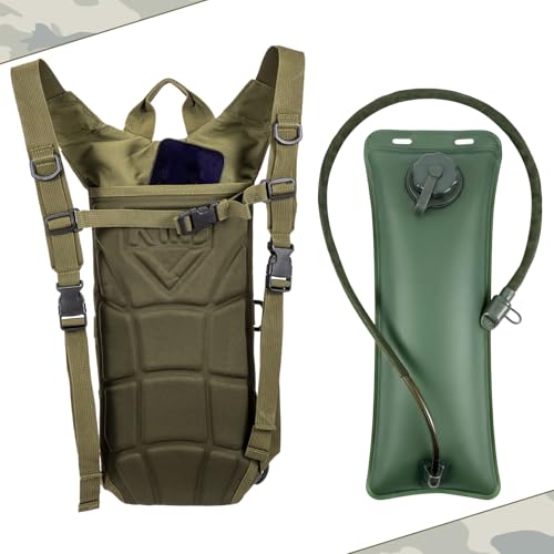 4 Pack Tactical Hydration Backpack with 3L Water Bladder Military Daypack Water Backpack Lightweight Hydration Back Pack for Running Cycling Climbing Hiking for Men Women - style: Green and Black