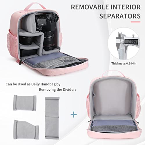BAIGIO Camera Bag Insert Handbag Inner Case Large Capacity Small Camera Insert Bag Shockproof and Water-resistant DSLR SLR Foldable Protective Camera Organizer Cube Padded Camera Bag Pink - style: Pink Camera Bag Insert