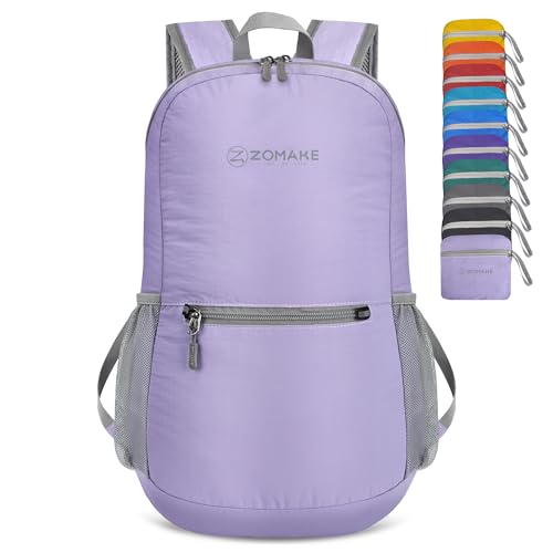 ZOMAKE Ultra Lightweight Hiking Backpack 20L, Packable Small Backpacks Water Resistant Daypack for Women Men(Light Purple) - color: Light Purple