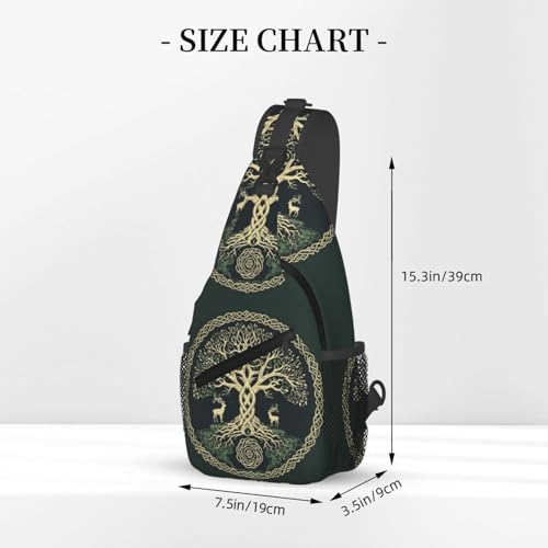 Viking Symbol Tree Life Outdoor Crossbody Shoulder Bag For Unisex Young Adult Hiking Bicycling - color: Pink2