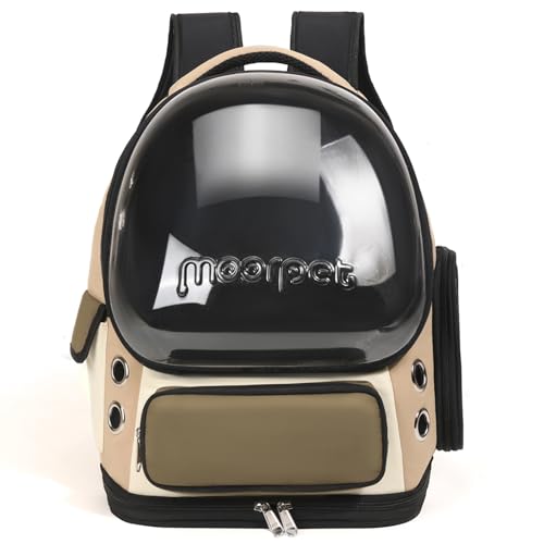 Cat Bubble Backpack Carrier, TSA Airline Approved Pet Travel Bag for Small Medium Dogs, Clear Hiking Camping Backpack for Cats, Kitten and Puppy up to 18 lbs, Khaki Bubble - color: Khaki Bubble