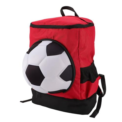 Soccer Backpack, Ball Compartment, Shoe Compartment, Fits Soccer Ball, Promotes Air Circulation and Comfort - color: Red With Black, size: Adult Size (Fits Size 7 Ball)