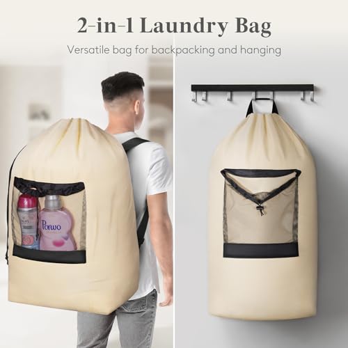 Lifewit Laundry Bag Backpack Travel, 120L, Khaki - color: Khaki, size: 120L