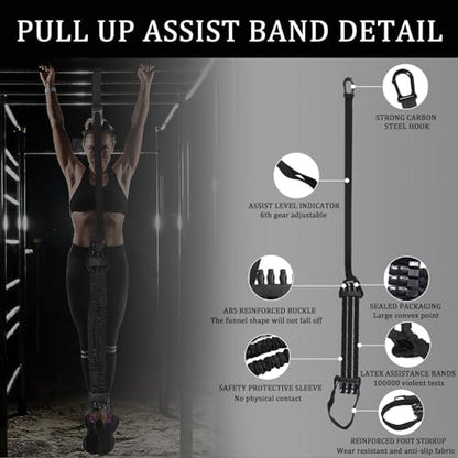 Pull Up Assistance Bands,Heavy Duty Resistance Band for Pull Up Bar,3 Heavy-Duty Adjustable Pull Up Bands Set for Enhanced Strength Training with Feet Rest