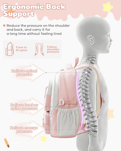 High Middle School Backpack For Girls Pink Laptop Bookbag For Women Cute Backpacks For School Teens College Large Capacity School Bag For Girls Waterproof
