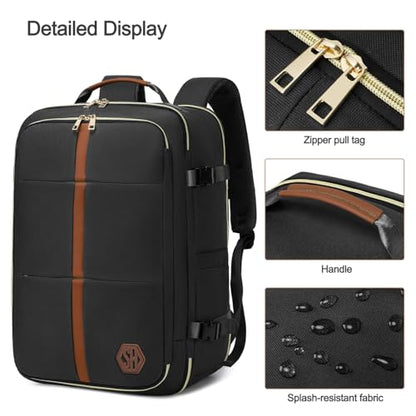 40L Travel Laptop Backpack for Women & Men, Airline Approved Carry On Luggage Overnight Bags, Waterproof Personal Item Bag, Weekender Essentials Backpacks Vacuum Backpack Black - color: Black