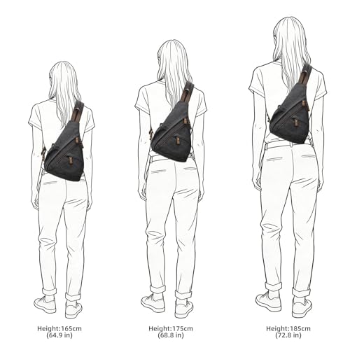 KouLi Buir Canvas Sling Bag - Small Crossbody Backpack Shoulder Casual Daypack Rucksack for Men Women - color: Black