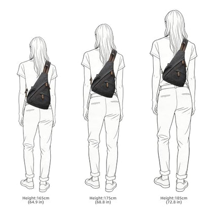 KouLi Buir Canvas Sling Bag - Small Crossbody Backpack Shoulder Casual Daypack Rucksack for Men Women - color: Black