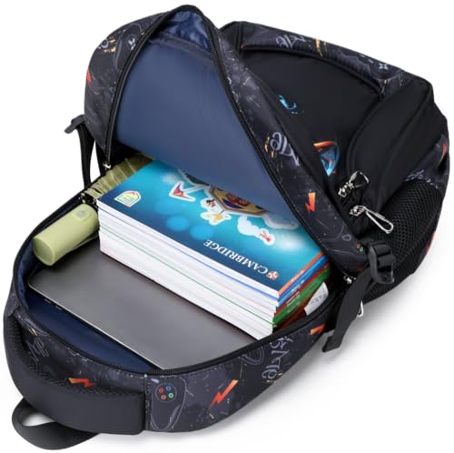 Boys Backpack for Elementary Kids Bookbag Middle School Bags Heavy Duty Soccer Laptop Durable Waterproof 18 In (4-Flame Game) - color: 4-flame Game