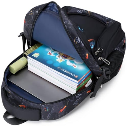 Boys Backpack for Elementary Kids Bookbag Middle School Bags Heavy Duty Soccer Laptop Durable Waterproof 18 In (4-Flame Game) - color: 4-flame Game