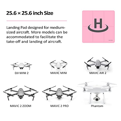 VCUTECH Drone Landing Pad - Weighted 25 inch(65cm) for DJI Mini 3 Pro, Mavic 3, Mavic Air 2/2S, DJI Mini 2, FPV Drone, Avata Fly More Kit Accessories (Pink)