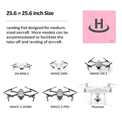 VCUTECH Drone Landing Pad - Weighted 25 inch(65cm) for DJI Mini 3 Pro, Mavic 3, Mavic Air 2/2S, DJI Mini 2, FPV Drone, Avata Fly More Kit Accessories (Pink)