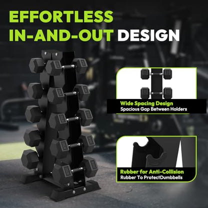 HANDBODE Hex Dumbbell Sets with Rack, 100-165 lb Rubber Encased Dumbbells for Strength Training, Exercise & Fitness, Home Gym Weight Set with Rack - style: 360 lb (25, 30, 35, 40, 50 lb) X 2 & Rack