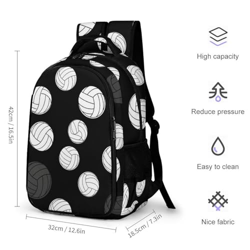Backpack Volleyball Black And White, Lightweight Water Resistant Casual Daypack for Travel Commute and Hiking - color: Pattern (353)