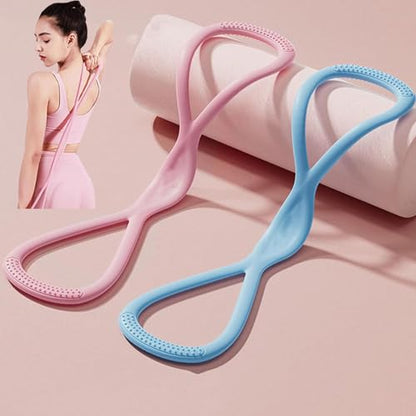 Resistance Bands with Handles,Figure 8 Resistance Band Elastic Fitness Bands Exercise Band for Home Yoga Gym Workout - color: Pink-15LB+Blue-25LB