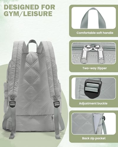 Gym Backpack for Women Men, Lightweight Gym Bag with Shoe Compartment, Water Resistant Sports Backpack with Wet Pocket, Large Capacity Cheer Backpacks for Girls, Grey - color: F3-grey