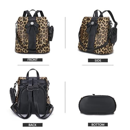 ZOCAI Backpack Purse for Women Fashion Backpack Purses PU Leather Daypacks Anti-Theft Shoulder Bag Satchel Purse - color: Brown Leopard