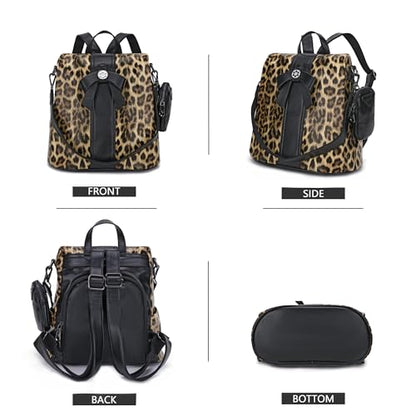 ZOCAI Backpack Purse for Women Fashion Backpack Purses PU Leather Daypacks Anti-Theft Shoulder Bag Satchel Purse - color: Brown Leopard