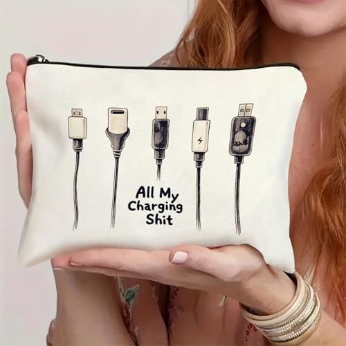 Plugs Cables & Chargers - Makeup Bag for Women Travel - Zipper Cosmetic Storage Bag with Vibrant Designs, Soft Fabric & Multi-Use Functionality (Gift for Birthdays, Graduation, Christmas) (Style I) - style: Style I