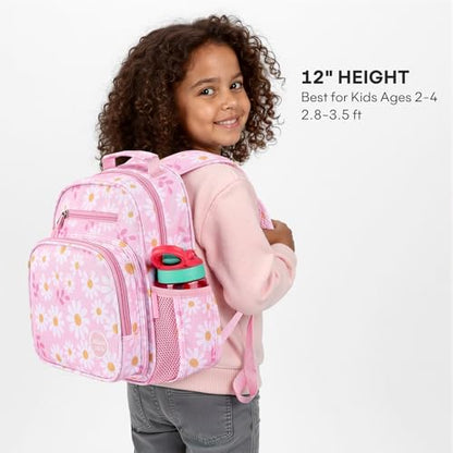 mibasies Toddler Backpacks for Girls 2-4: Little Kid Bookbag for Preschool Prek Daycare - Daisey Pink - color: Daisey Pink, style: Toddler-12"h(not Fit Folder)
