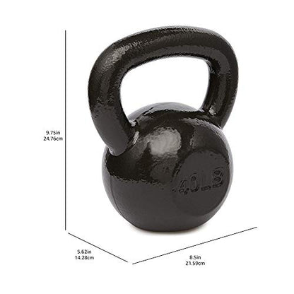 Amazon Basics Cast Iron Kettlebell for Strength Training, Textured Wide Handle, Black