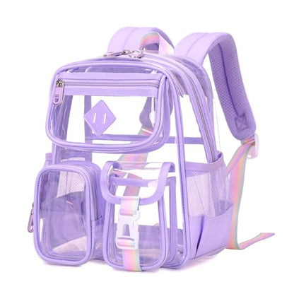 PIG PIG GIRL Mini Clear Backpack for Stadium Events, Small Clear Bag for Child for Festival Concert,Purple(Not Fits School) - color: Mini-purple